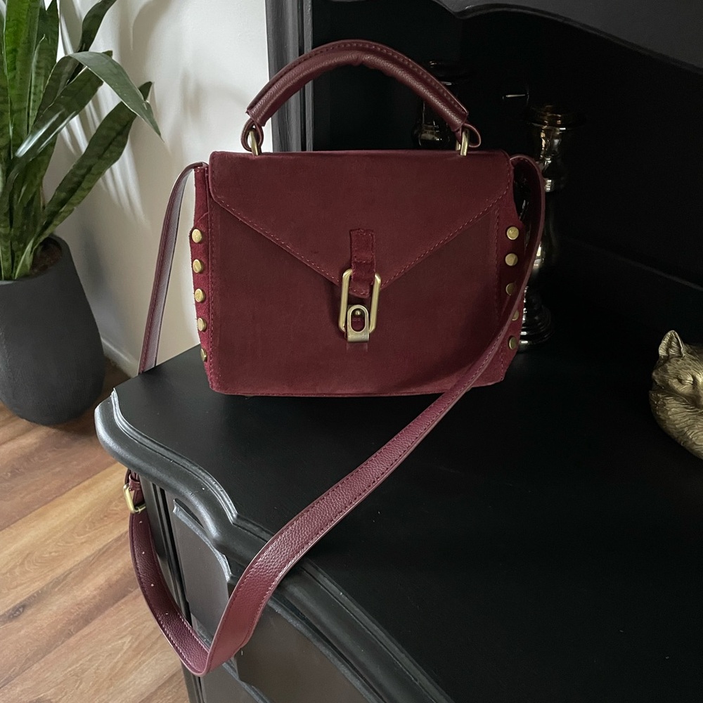 Leather & Suede Oxblood cross functional purse